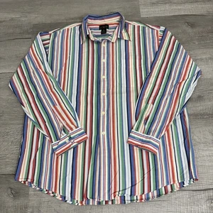 J.Crew vintage anni 90 multicolore a righe manica lunga con bottoni uomo XL - Foto 1 di 11