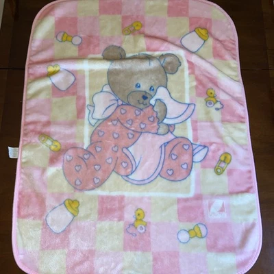 复古 Novatex 婴儿毯粉色毛绒 — 第 1/4 张图片