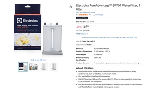Filtro de hielo y agua Electrolux Pure Advantage EWF01 (PAQUETE DE 3) - Imagen 1 de 3