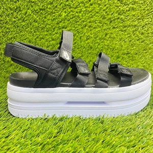 Nike Icon Classic Womens Size 9 Black White Beach Walking Outdoor Wedge Sandals - Picture 1 of 10
