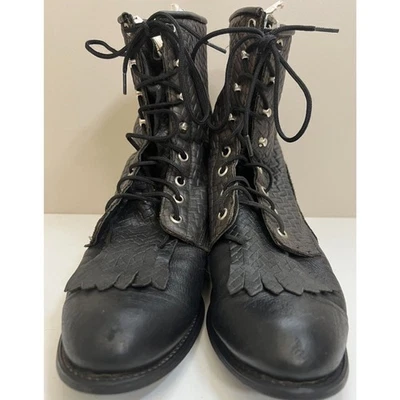 Vintage Capezio black leather "granny" boots. Size 10. - Image 1 of 4