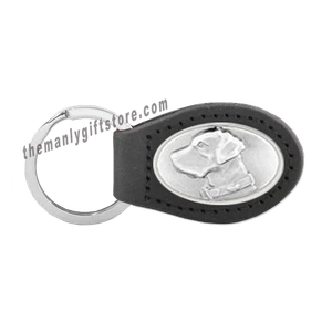 Labrador DOG LAB Leather Concho Key Fob black keychain - Picture 1 of 1