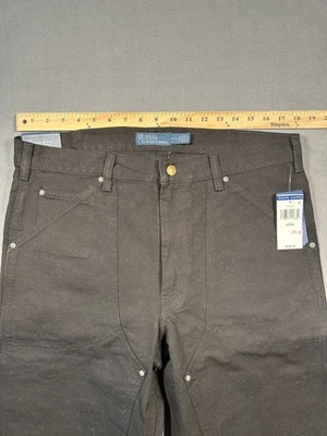 Polo Ralph Lauren Mens Stirrup Carpenter Canvas Double Knee Relaxed Jeans Black - Image 1 of 4