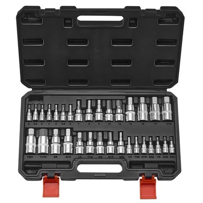 32-Pc S2 & Cr-Mo Steel Hex Bit Socket Set SAE Metric Sizes - Image 1 of 4
