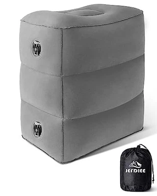  Almohada Reposapiés Inflable, Cama Avión Niños, Ajustable 3 Capas Gris Foto 1 de 4