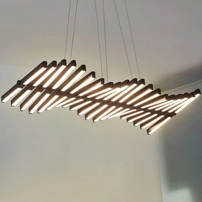 Lámpara de araña LED moderna regulable de espina de pescado con control remoto, 10,20,30,40 luces Foto 1 de 4