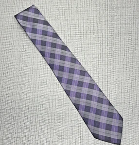 Banana Republic Purple Lime Green Plaid Preppy 100% Silk Woven Tie - Picture 1 of 6