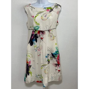 Matty M 100% Silk Dress XS Cream Floral Paisley Print XS Coquette Soft Girl - Picture 1 of 14