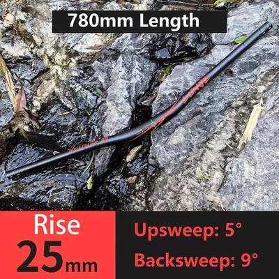 Manillar para bicicleta de montaña 31,8*780 mm barra de elevación para bicicleta 25/55 mm barrido trasero 9° Foto 1 de 4