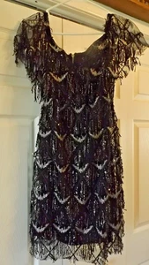 Flapper Mädchen Kleid Größe Small The Great Gatsby Cocktail Party LBD Kostüm - Bild 1 von 6