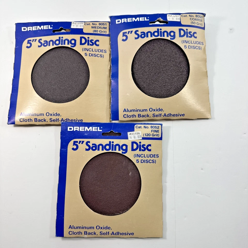 20 Dremel 5" Sanding Discs 120 Grit Aluminum Oxide Self-adhesive Back 8052