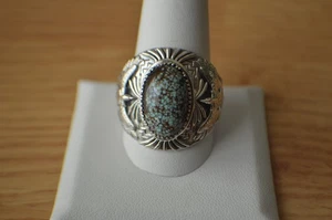 6.10ct Blue Horizon Turquoise Eagle Ring ~ Fine Sterling Silver Size 12 ~ Nice - Picture 1 of 15