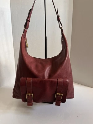 FOSSIL Cleo Hobo Borgoña Rojo Guijarro Cuero Bolso de Mano Cartera Usado en Excelente Condición Foto 1 de 4