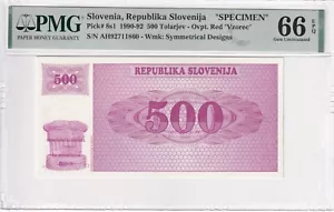 Slovenia, 500 Tolarjev, 1990-92, UNC, p8s1, SPECIMEN - Picture 1 of 2