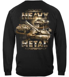 Heavy Metal MILITARY 100% Cotton Black Long Sleeves T-Shirt - Picture 1 of 3