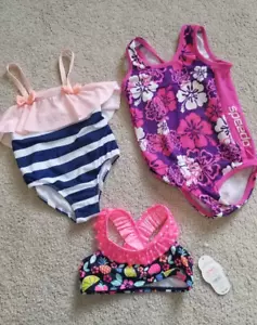 Toddler Girls' Swimsuit Lot – Size 3T, TWO One-Piece & Bikini Top - Picture 1 of 5