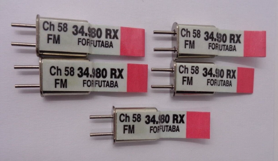 FUTABA TYPE CHANNEL 58 SINGLE CONVERSION RECEIVER CRYSTALS 35MHZ QUANTITY 5 NEW - Image 1 of 1