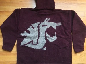 Vtg Washington State Cougars Jacket Sweater Hoodie Huge Logo WSU Wool XL / 2XL - Picture 1 of 4