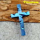 Handmade Titanium Anti-allergic Cross Necklace Pendant Keychains (Blue Color)