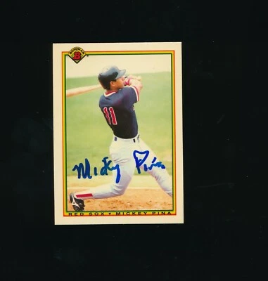 1990 Bowman tiffany Mickey Pina #270 Autograph Signed rookie rc tough Red Sox - Image 1 of 2