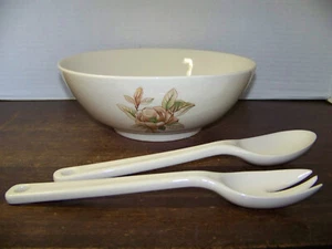 SALAD BOWL & RUSSEL WRIGHT SERVING UTENSIL Magnolia Pattern Universal Cambridge - Picture 1 of 15