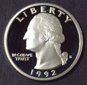 90% SILVER FLAWLESS D-CAM 1992-S WASHINGTON QUARTER - CHOICE GEM PROOF - Picture 1 of 3