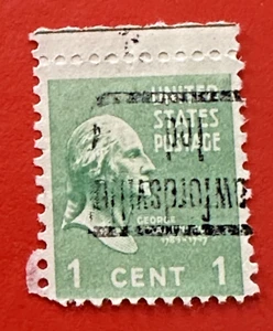 INDIANA PRECANCEL ~ CRAWFORDSVILLE ~ INVERTED ~ Sc 804 Prexy Washington 1c - Picture 1 of 2