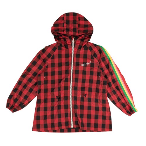 Giacca a vento nuova con etichette Palm Angels Red Bufalo Plaid Multicolore Stripe Taglia XS $1035