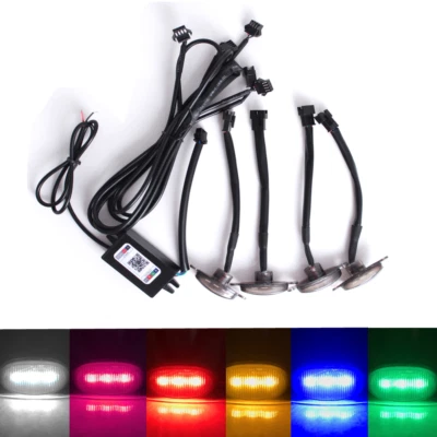 4x LED RGB Mobile App Control Car Front Grille Bumper Running Light Universal — 第 1/4 张图片