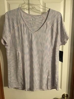 Top 90 grados talla 2X ropa deportiva cuello en V mecha de humedad rosa azul candliciois $49 nuevo con etiquetas Foto 1 de 4