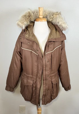 Cabelas Premier Northern Goose Down Parka Jacket Coyote Fur Trim Adult M Medium - Image 1 of 4
