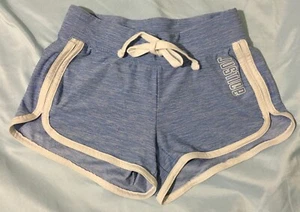 Justice Girls Blue Dolphin Active Shorts With Logo Drawstring Size 6 - Picture 1 of 4