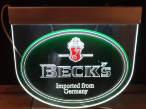 DEUTSCHLAND BECK'S BIER GROSS METALL PLEXIGLAS WERBUNG ELEKTRISCH BELEUCHTET SCHILD 1990er - Bild 1 von 10