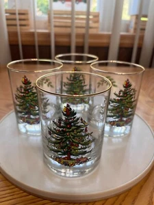 SPODE CHRISTMAS TREE COLLECTION 4ER SET WEIN DOPPEL ALTMODISCHE GLÄSER - Bild 1 von 6