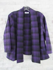 NEU Habitat lila schwarz kariert flippig gepuckt drapiert vorne Jacke S TASCHEN! - Bild 1 von 5