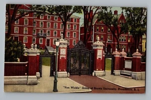 Providence Rhode Island RI Van Wickle Gates Brown University Linen Postcard 1950 - Picture 1 of 2