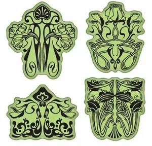 Inkadinkado Art Nouveu Blumenmuster Bilder Set Kleben Gummistempel - Bild 1 von 1