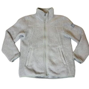 Abrigo de invierno gris con cremallera completa polar Sherpa grande The North Face para niñas - Imagen 1 de 7
