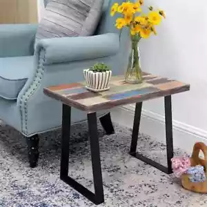 Side Table Reclaimed Wood Small Accent Coffee End Table Rectangular Multicolor - Picture 1 of 13