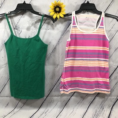 Lot of 2 GAP / GAP FIT Casual Tank Tops Blouse Womens Size S Green / Pink dt4207 - Image 1 of 4