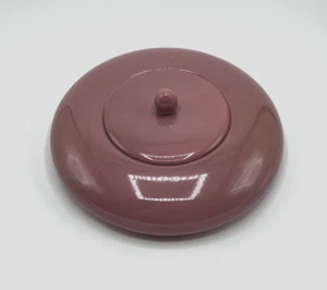 1986 JARU Pottery PINK Covered Disk Candy Dish, Vintage 1980s Postmodern Era - Picture 1 of 5