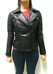 GIUBBINO DA DONNA IN VERA PELLE MODELLO - BIKER 015 - Imagen 1 de 4