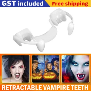 Retractable Vampire Teeth Halloween Cosplay Makeup Zombie Horrific Tooth Fangs - Picture 1 of 12