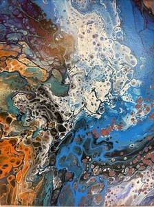 Paint Pouring Abstract Canvas Art “Watering Fall” 11 X 14 One Of A Kind - Imagen 1 de 5