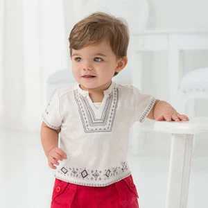 Boys Shirt Size 3 Years New White Short Sleeve Cotton Boys Shirt - Picture 1 of 5