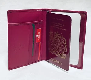 VISCONTI Leather Passport ID Card Holder RFID 2201/R FUSCHIA POLO NWT No Box - Picture 1 of 7