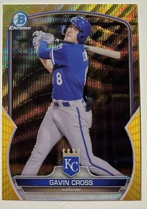 2023 Bowman Chrome Yellow Wave Refractor /75 Gavin Cross #BCP-160 Royals - Picture 1 of 2