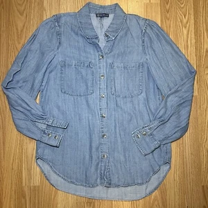 Democracy Leinen Jeansbluse mit Knopfleiste Damen Größe XS helle Waschung Freizeit Oberteil - Bild 1 von 9