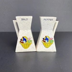 Ceramic Salt & Pepper Shakers MCM Basket Decor with Handles *flawed* Vintage - Picture 1 of 14