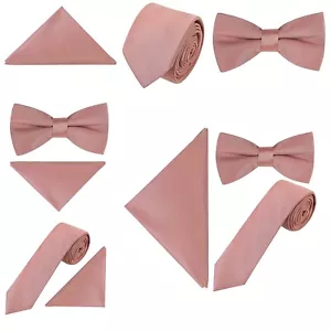 Pastel Mulberry pink Tie pocket square Bow tie Hanky Wedding formal Prom Races - Picture 1 of 22